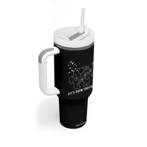 Autism Awareness Tumbler With Handle Let's Grow Together Puzzle Tree TS09 Print Your Wear