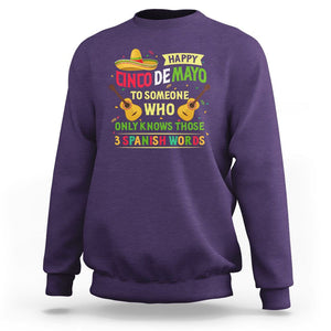 Happy Cinco De Mayo To Someone Who Only Knows Those 3 Spanish Words Funny Sweatshirt TS09 Purple Printyourwear