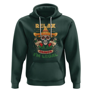 Funny Mexican Hoodie Relax Gringo I'm Legal Funny Skull Sombrero TS09 Dark Forest Green Printyourwear
