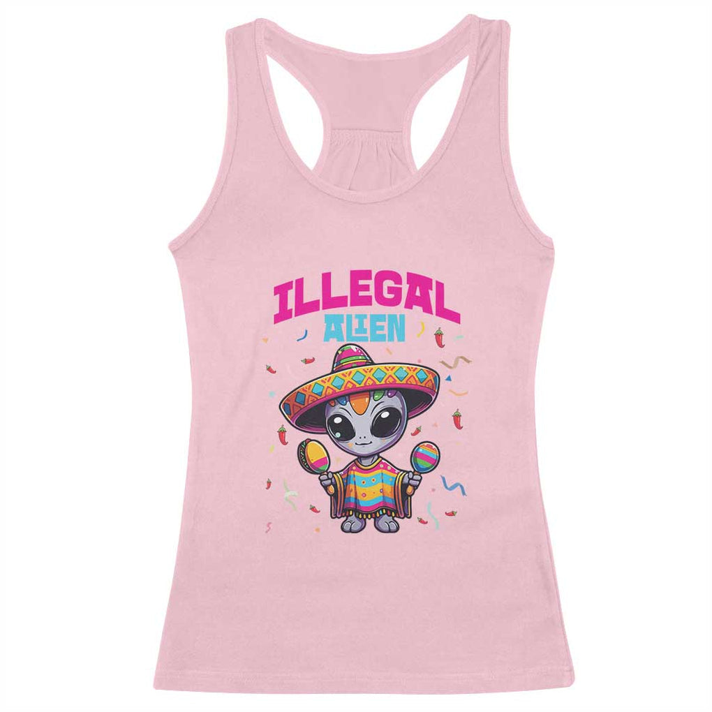 Funny Mexican Illegal Alien Cinco De Mayo Racerback Tank Top TS09 Light Pink Print Your Wear