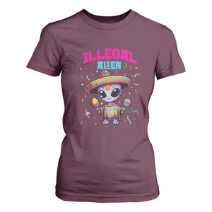 Funny Mexican Illegal Alien Cinco De Mayo T Shirt For Women TS09 Maroon Print Your Wear