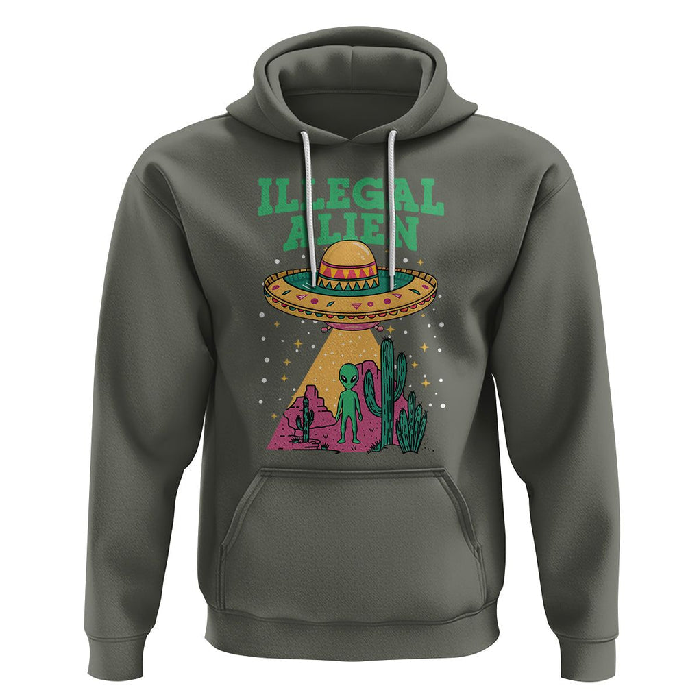 Funny Mexican Illegal Alien Hoodie TS09 Military Green Printyourwear