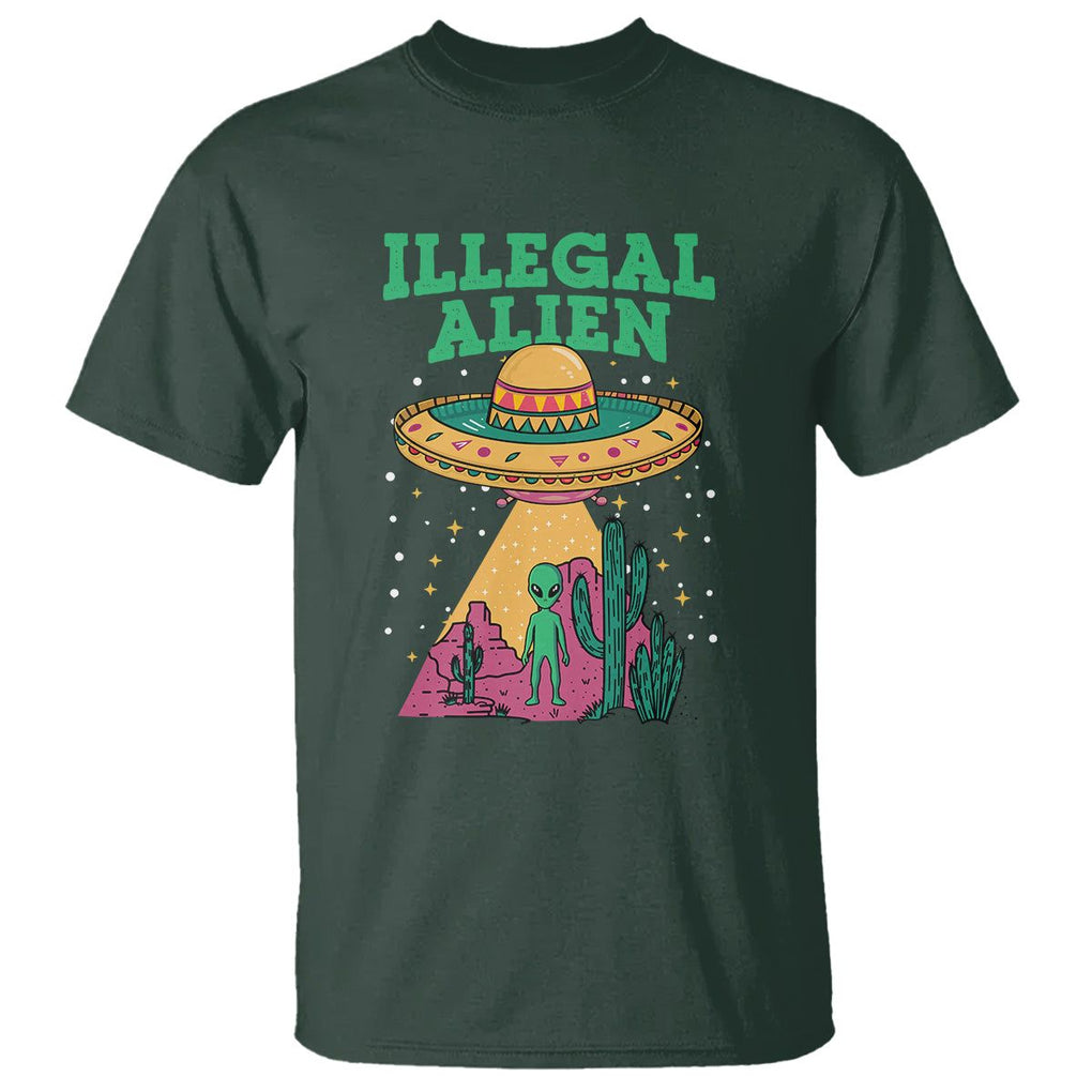 Funny Mexican Illegal Alien T Shirt TS09 Dark Forest Green Printyourwear