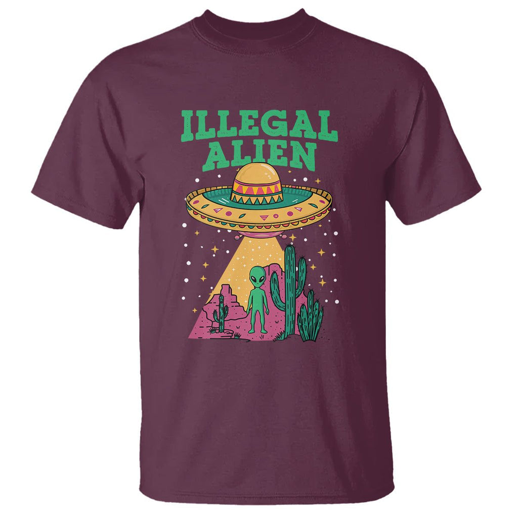 Funny Mexican Illegal Alien T Shirt TS09 Maroon Printyourwear