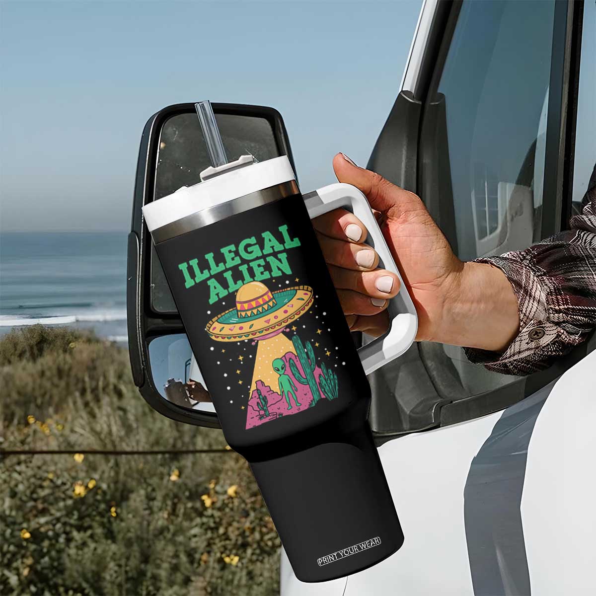 Funny Mexican Illegal Alien Tumbler With Handle TS09 Print Your Wear