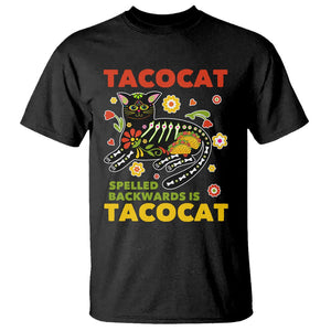 Funny Taco Cat Lover T Shirt Tacocat Spelled Backwards Tacos And Mexican Cats TS09 Black Printyourwear