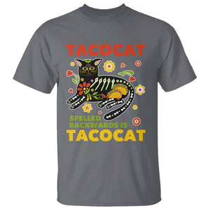 Funny Taco Cat Lover T Shirt Tacocat Spelled Backwards Tacos And Mexican Cats TS09 Charcoal Printyourwear