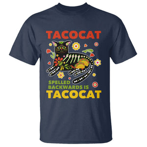 Funny Taco Cat Lover T Shirt Tacocat Spelled Backwards Tacos And Mexican Cats TS09 Navy Printyourwear