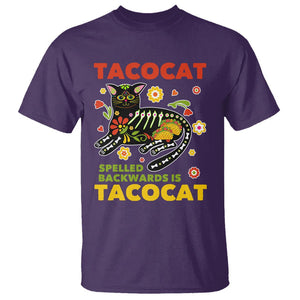 Funny Taco Cat Lover T Shirt Tacocat Spelled Backwards Tacos And Mexican Cats TS09 Purple Printyourwear