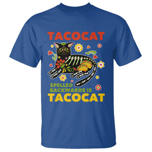 Funny Taco Cat Lover T Shirt Tacocat Spelled Backwards Tacos And Mexican Cats TS09 Royal Blue Printyourwear