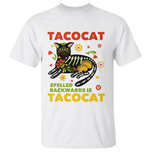 Funny Taco Cat Lover T Shirt Tacocat Spelled Backwards Tacos And Mexican Cats TS09 White Printyourwear