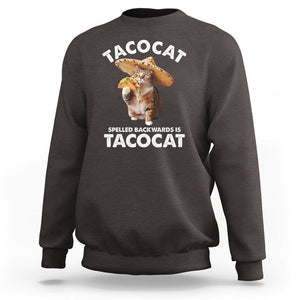 Funny Taco Cat Lover Sweatshirt Tacocat Spelled Backwards Tacos And Meme Cats TS09 Dark Chocolate Printyourwear