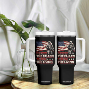 Veteran Tumbler With Handle Honor The Fallen Thank The Living Memorial Day TS09 Print Your Wear