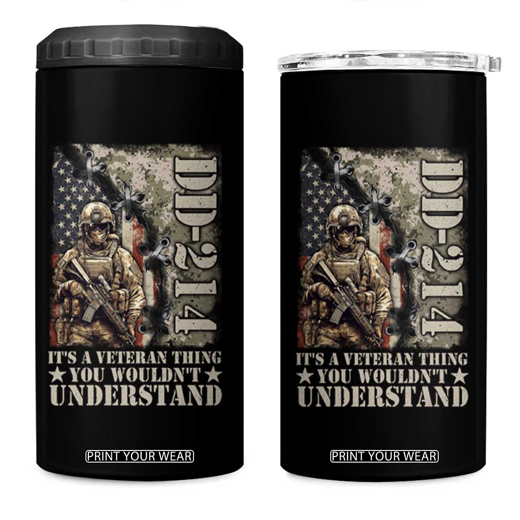 Army Forces Retirement DD-214 4 in 1 Can Cooler Tumbler It's A Veteran Thing You Wouldn't Understand TS09 One Size: 16 oz Black Print Your Wear