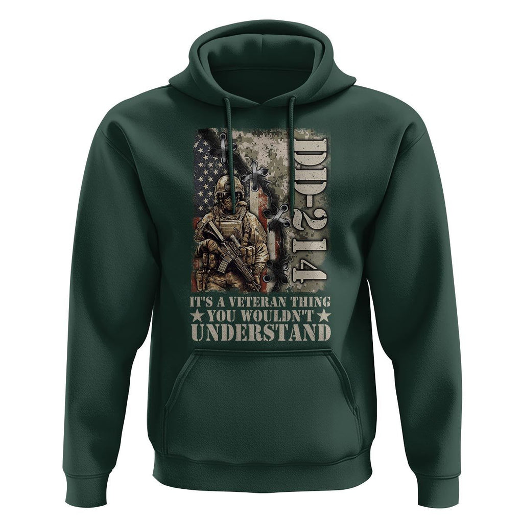 Army Forces Retirement DD-214 Hoodie It's A Veteran Thing You Wouldn't Understand TS09 Dark Forest Green Print Your Wear