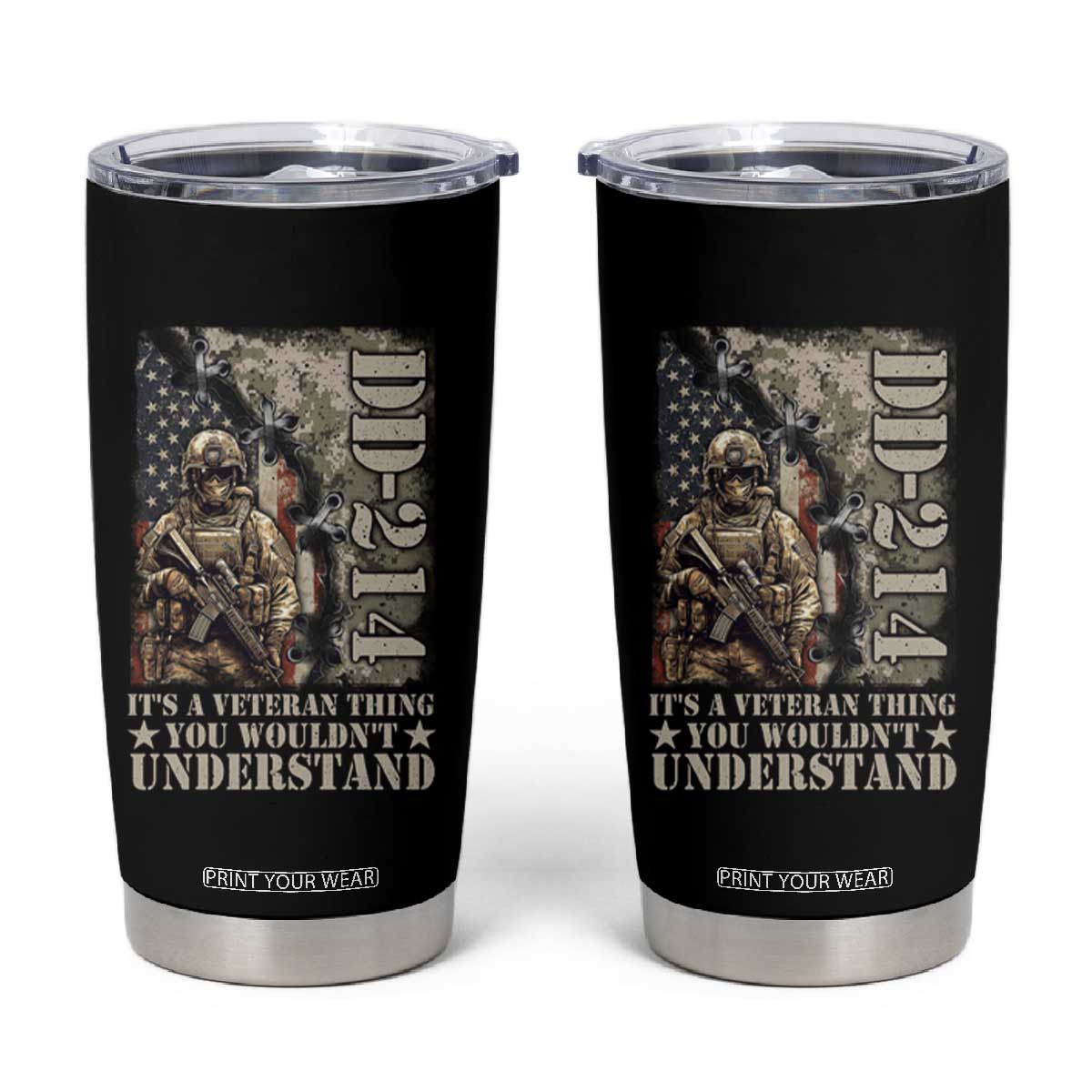 Army Forces Retirement DD-214 Tumbler Cup It's A Veteran Thing You Wouldn't Understand TS09 Black Print Your Wear