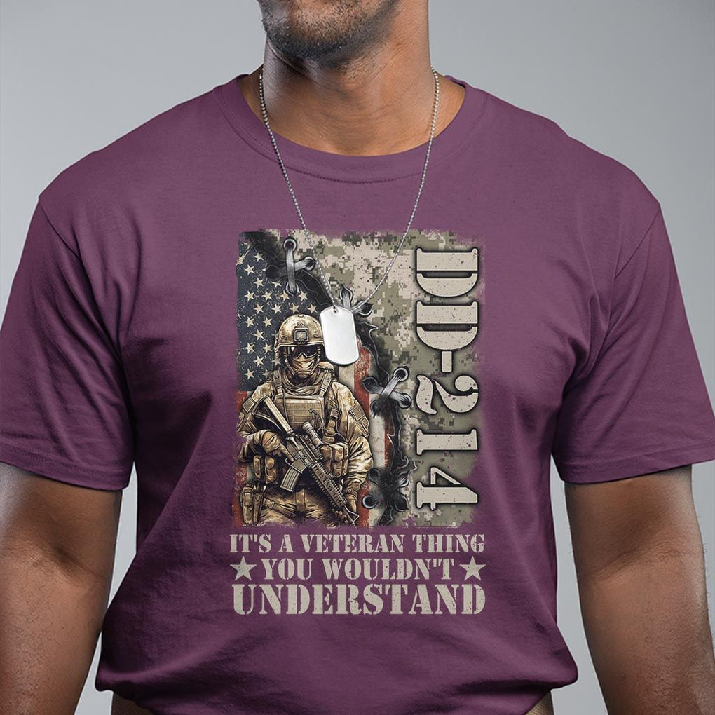 Army Forces Retirement DD-214 T Shirt It's A Veteran Thing You Wouldn't Understand TS09 Maroon Print Your Wear
