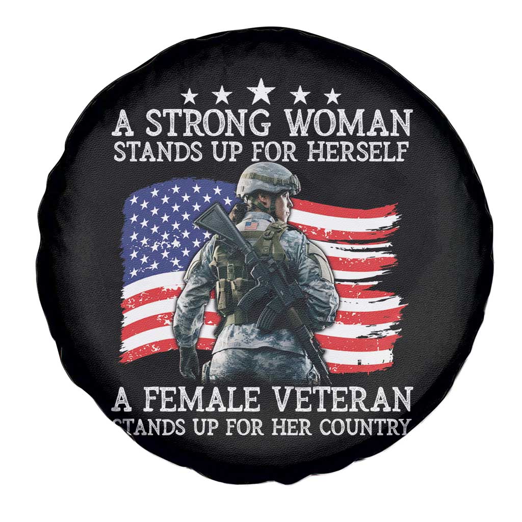 Female Veteran Spare Tire Cover Stands Up For Her Country A Strong Woman TS09 Print Your Wear