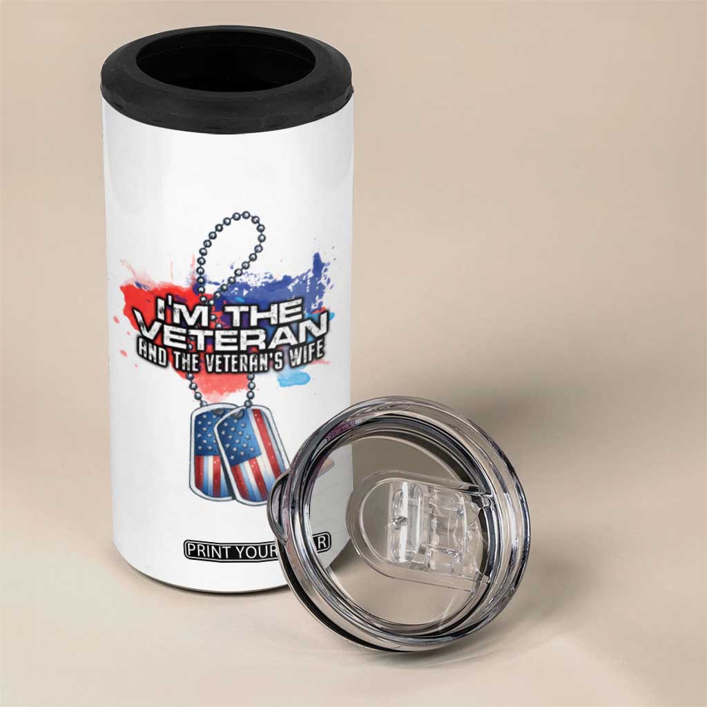 Female Veteran 4 in 1 Can Cooler Tumbler I'm The Veteran and The Veteran's Wife TS09 Print Your Wear