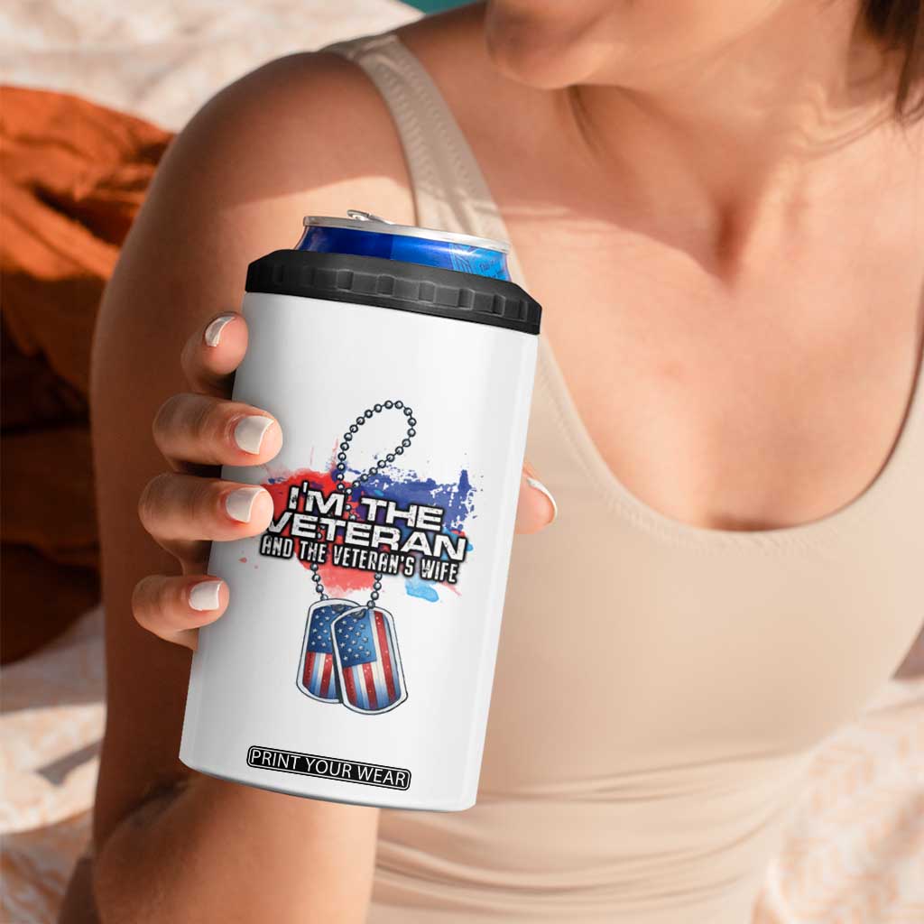 Female Veteran 4 in 1 Can Cooler Tumbler I'm The Veteran and The Veteran's Wife TS09 Print Your Wear