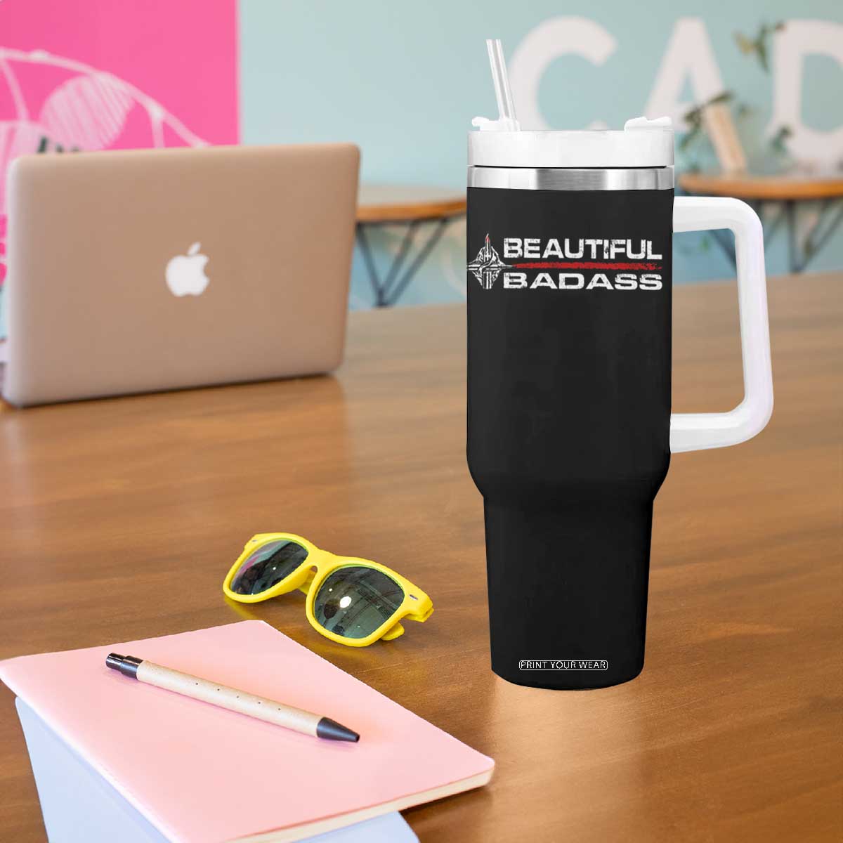 Beautiful Badass Strong Women Female Military Tumbler With Handle TS09 Print Your Wear