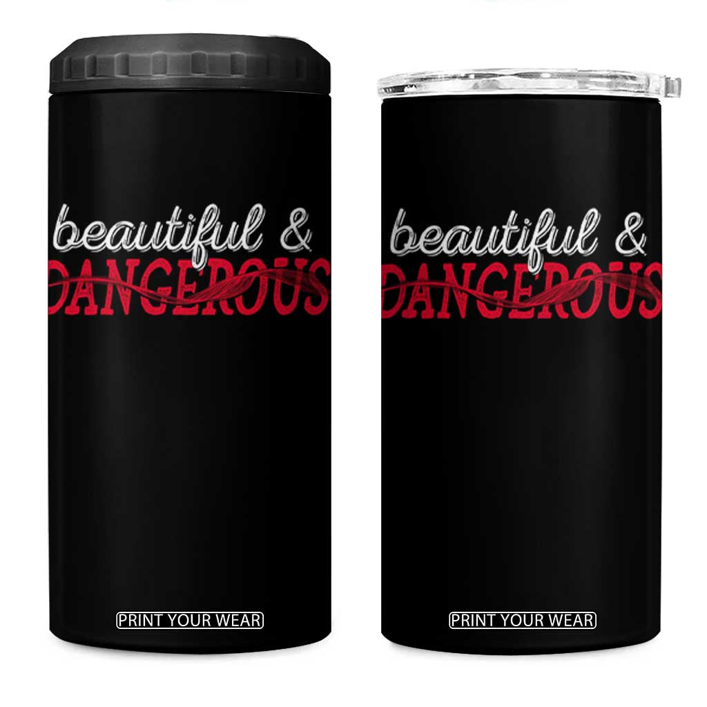 Beautiful Dangerous Strong Women Female Military 4 in 1 Can Cooler Tumbler TS09 One Size: 16 oz Black Print Your Wear