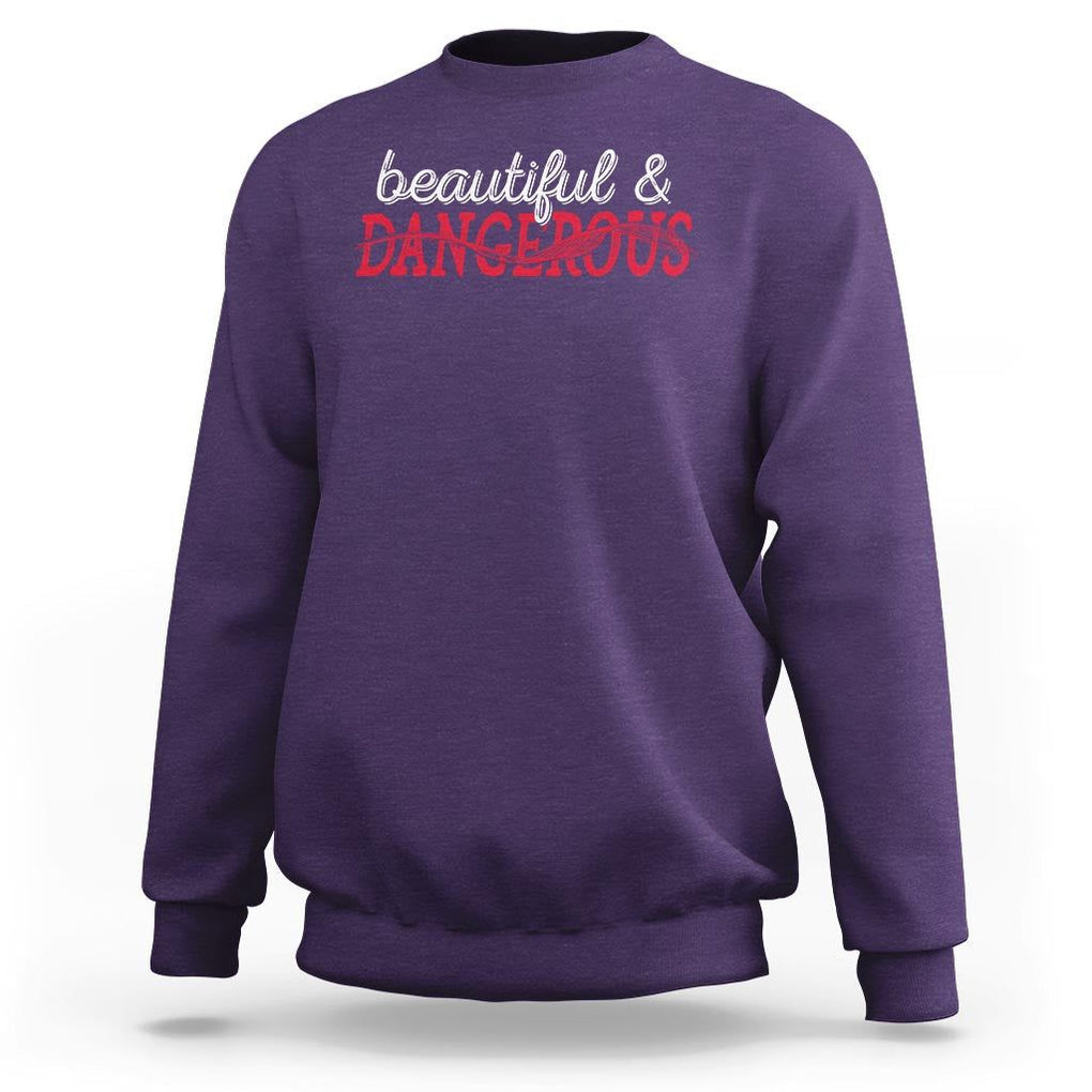 Beautiful Dangerous Strong Women Female Military Sweatshirt TS09 Purple Print Your Wear
