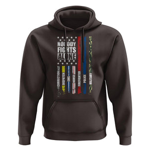 Nobody Fights Alone America Flag First Responder Hoodie TS09 Dark Chocolate Print Your Wear