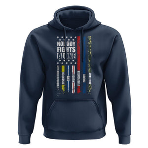 Nobody Fights Alone America Flag First Responder Hoodie TS09 Navy Print Your Wear