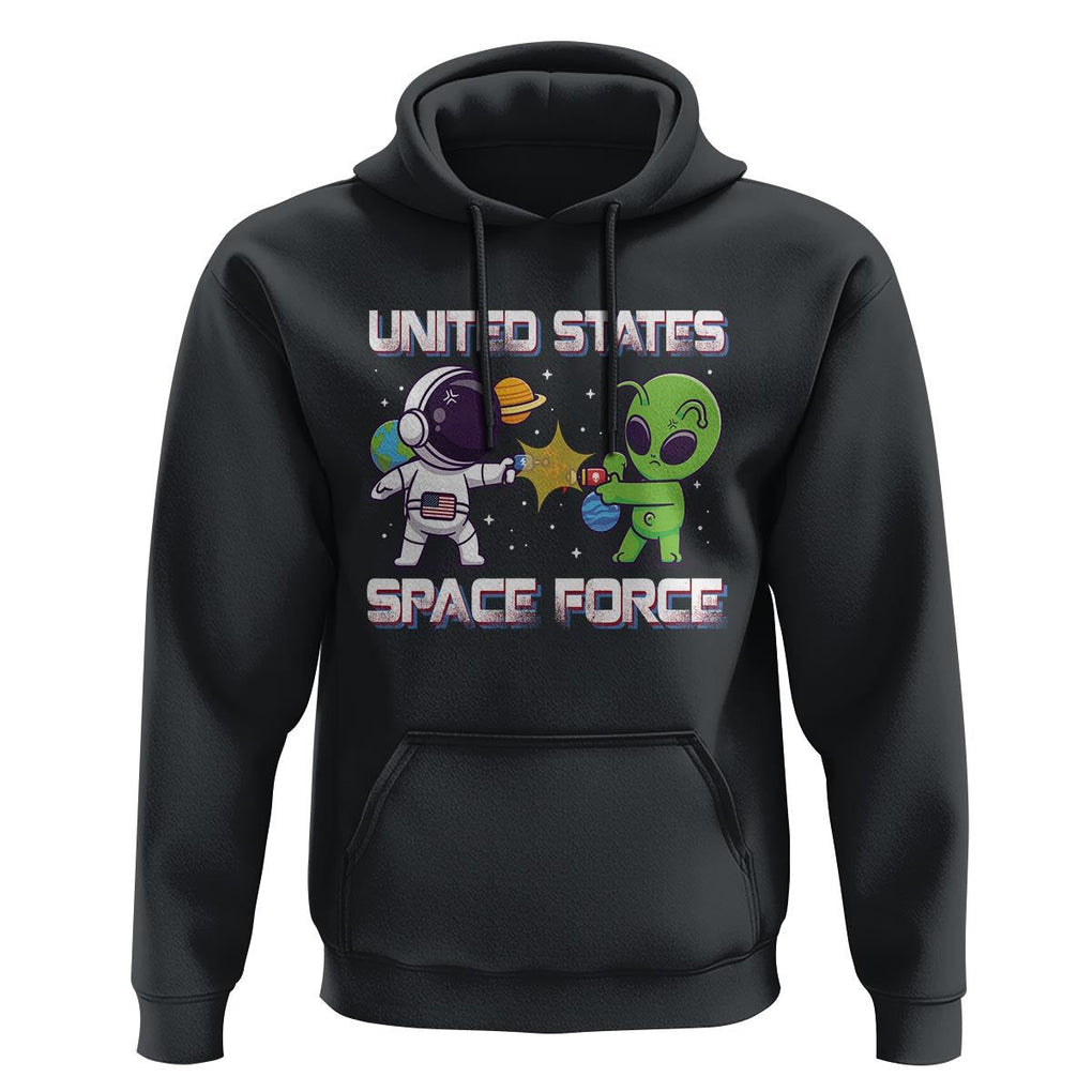 Funny US Space Force Hoodie Army Astronaut vs Alien TS09 Black Print Your Wear
