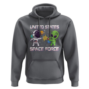 Funny US Space Force Hoodie Army Astronaut vs Alien TS09 Charcoal Print Your Wear