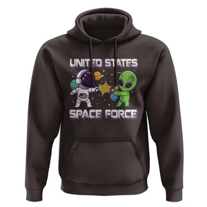 Funny US Space Force Hoodie Army Astronaut vs Alien TS09 Dark Chocolate Print Your Wear