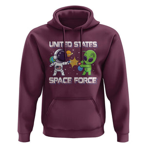 Funny US Space Force Hoodie Army Astronaut vs Alien TS09 Maroon Print Your Wear