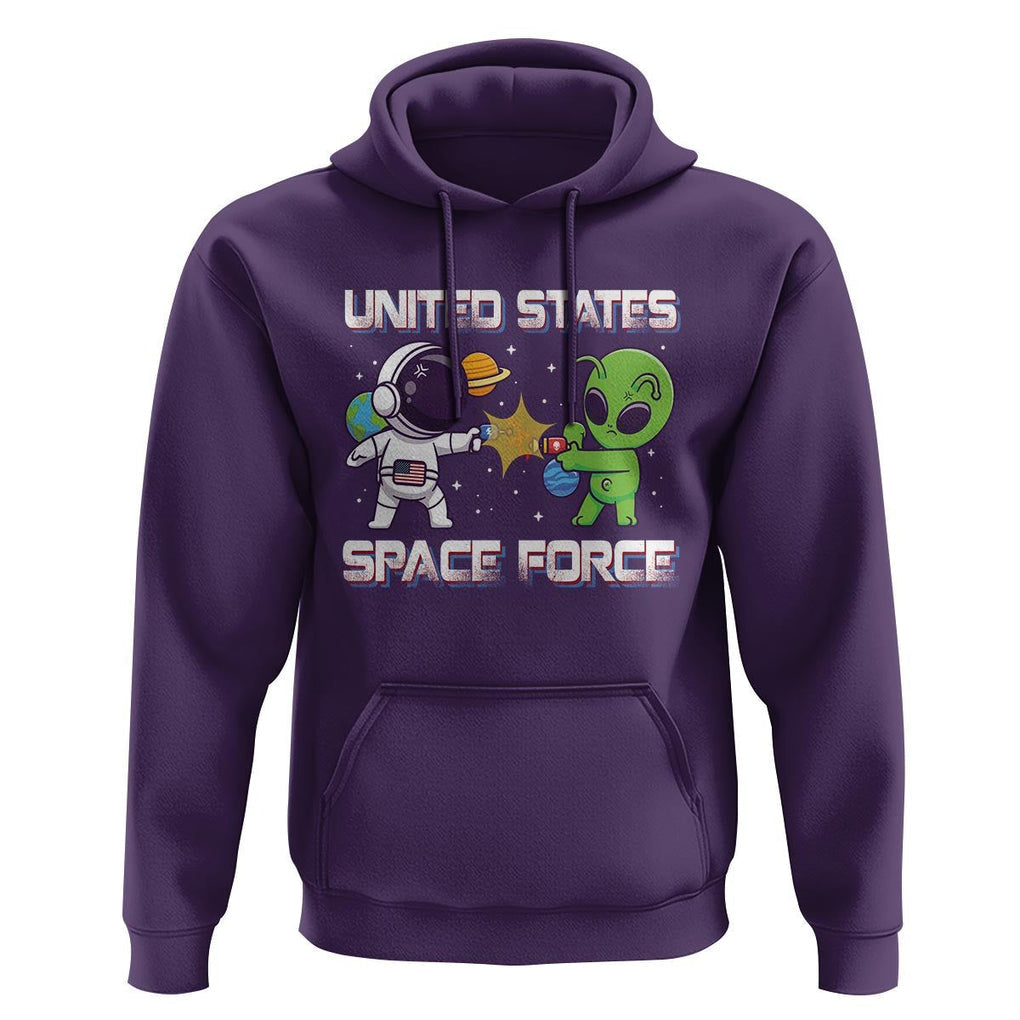 Funny US Space Force Hoodie Army Astronaut vs Alien TS09 Purple Print Your Wear