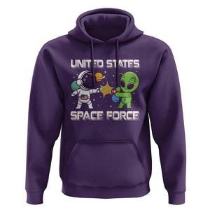 Funny US Space Force Hoodie Army Astronaut vs Alien TS09 Purple Print Your Wear