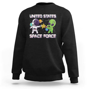 Funny US Space Force Sweatshirt Army Astronaut vs Alien TS09 Black Print Your Wear