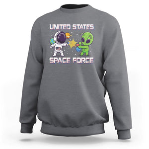 Funny US Space Force Sweatshirt Army Astronaut vs Alien TS09 Charcoal Print Your Wear