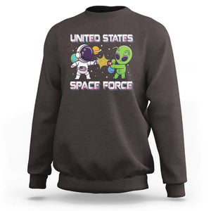 Funny US Space Force Sweatshirt Army Astronaut vs Alien TS09 Dark Chocolate Print Your Wear
