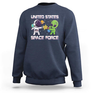 Funny US Space Force Sweatshirt Army Astronaut vs Alien TS09 Navy Print Your Wear