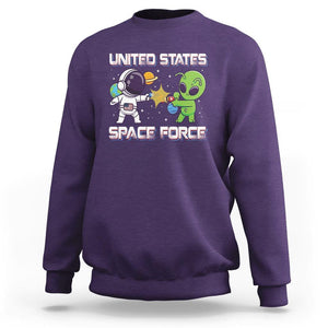 Funny US Space Force Sweatshirt Army Astronaut vs Alien TS09 Purple Print Your Wear