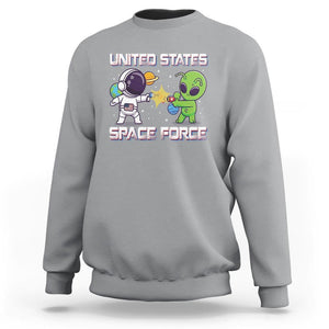 Funny US Space Force Sweatshirt Army Astronaut vs Alien TS09 Sport Gray Print Your Wear