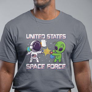 Funny US Space Force T Shirt Army Astronaut vs Alien TS09 Charcoal Print Your Wear