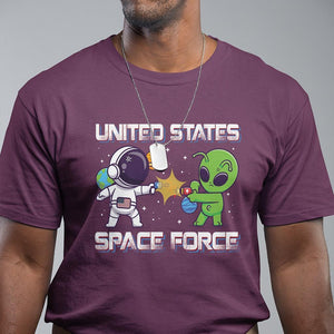 Funny US Space Force T Shirt Army Astronaut vs Alien TS09 Maroon Print Your Wear
