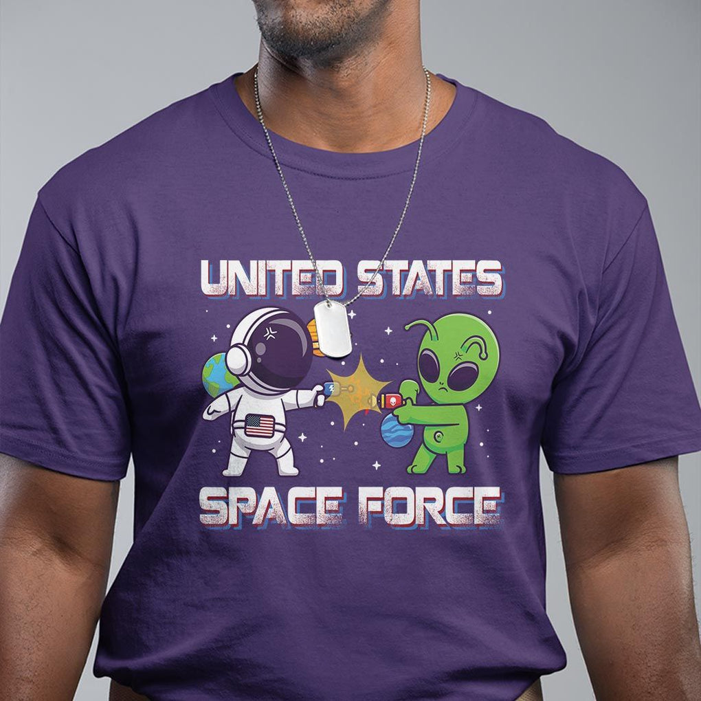Funny US Space Force T Shirt Army Astronaut vs Alien TS09 Purple Print Your Wear