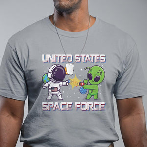 Funny US Space Force T Shirt Army Astronaut vs Alien TS09 Sport Gray Print Your Wear