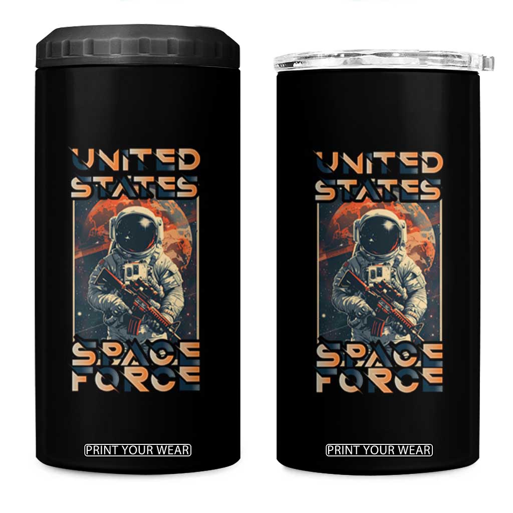 Funny US Space Force Army Astronaut 4 in 1 Can Cooler Tumbler TS09 One Size: 16 oz Black Print Your Wear