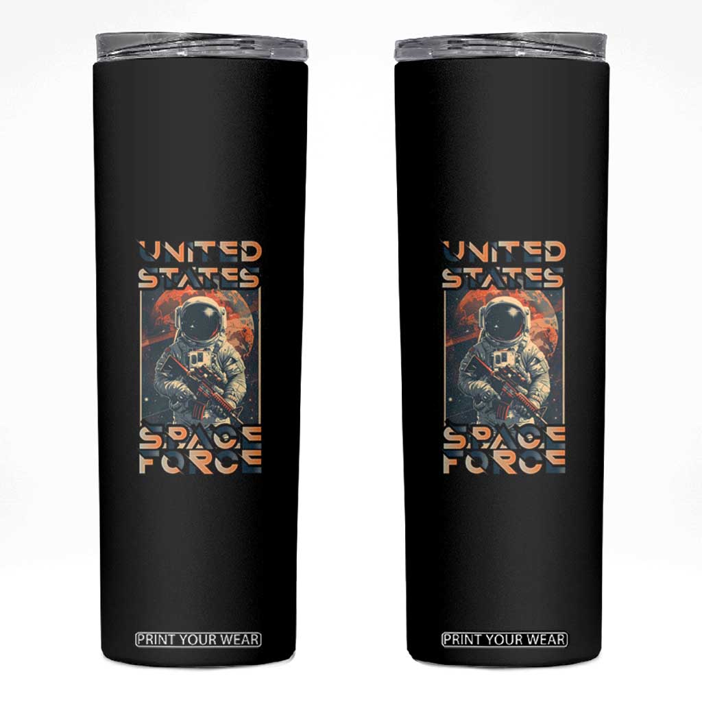 Funny US Space Force Army Astronaut Skinny Tumbler TS09 Black Print Your Wear
