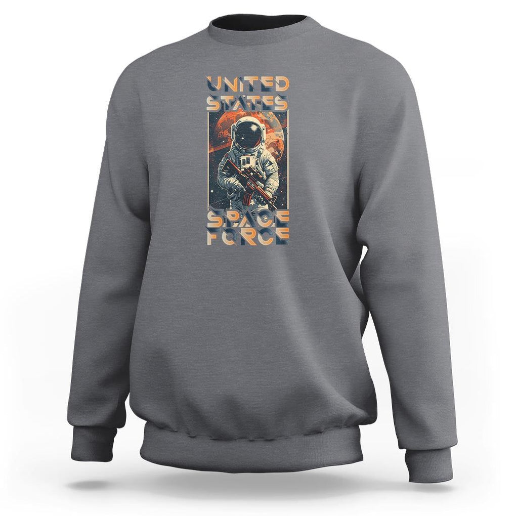 Funny US Space Force Army Astronaut Sweatshirt TS09 Charcoal Print Your Wear