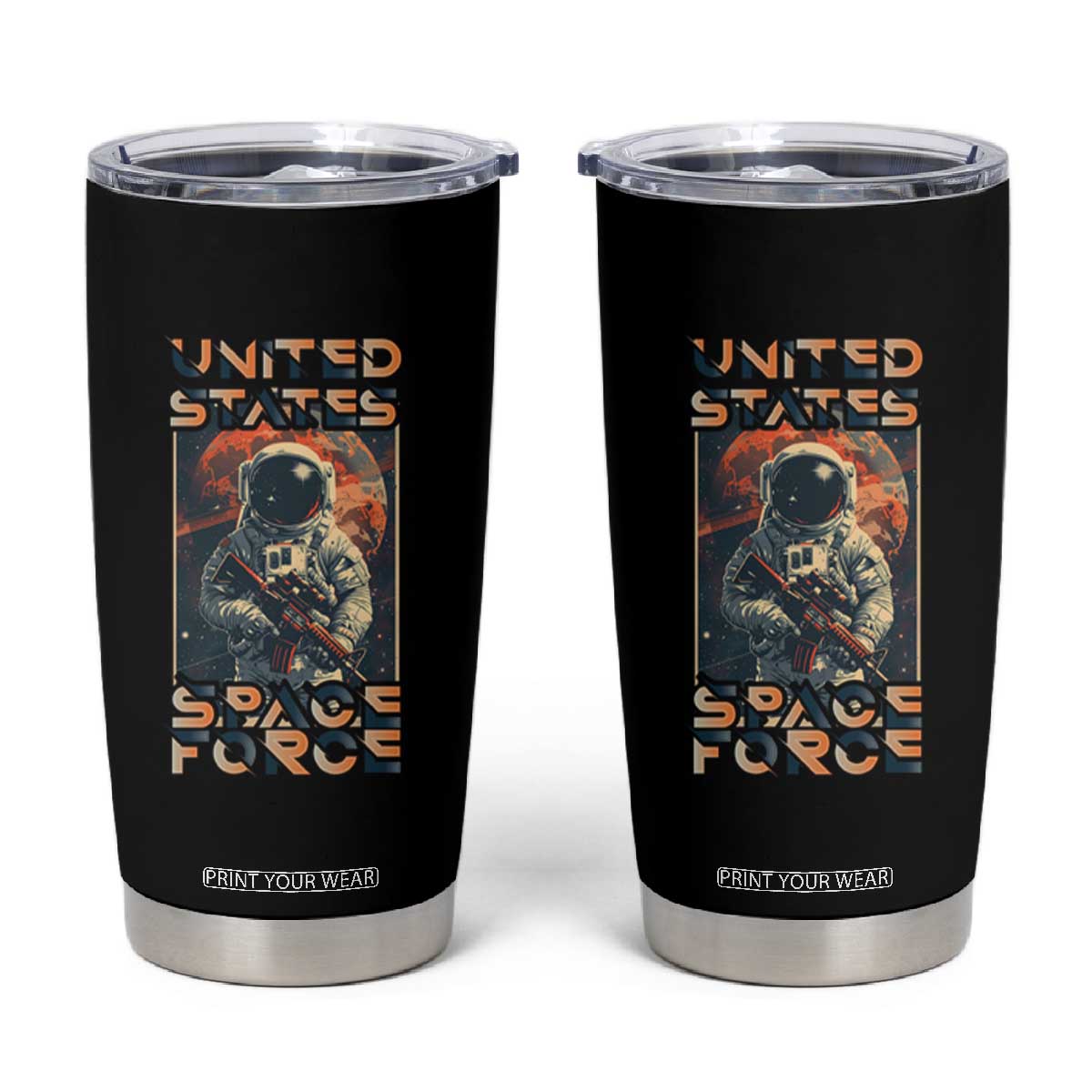 Funny US Space Force Army Astronaut Tumbler Cup TS09 Black Print Your Wear