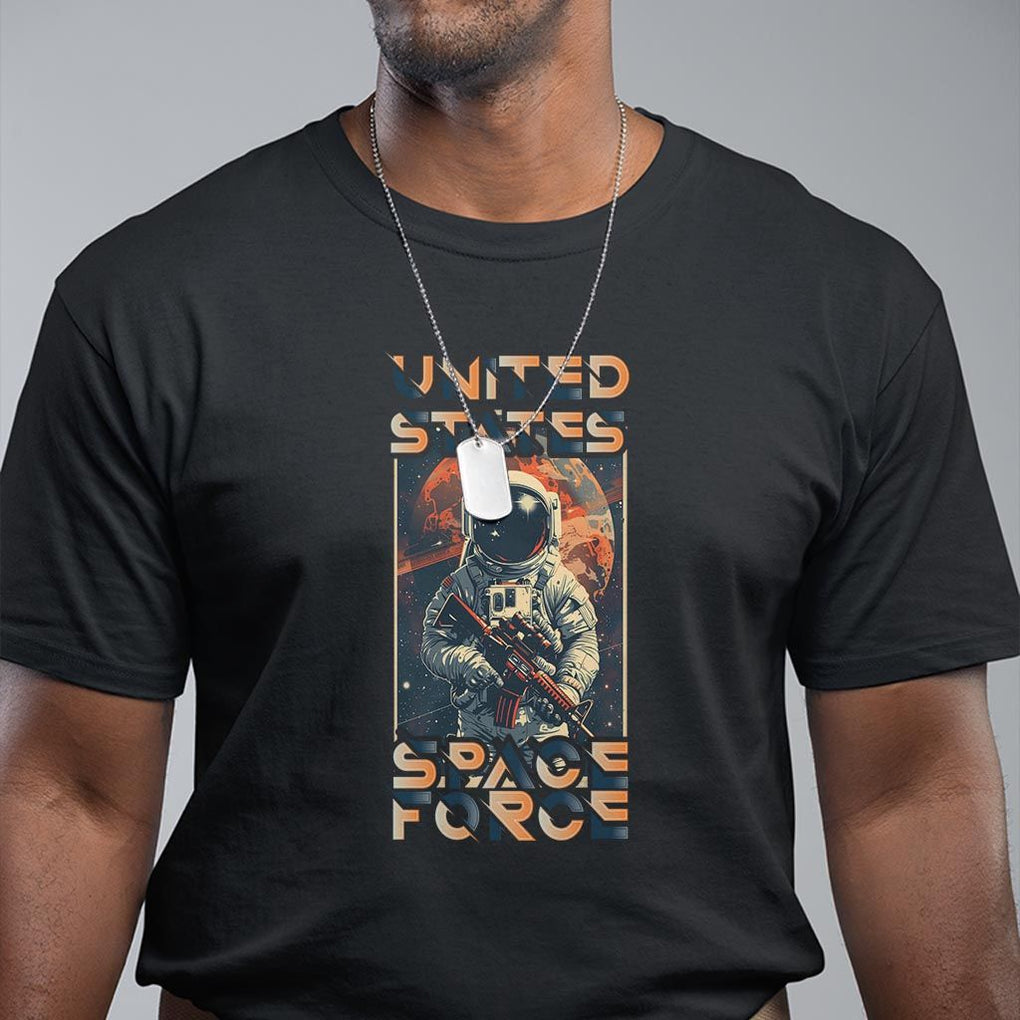 Funny US Space Force Army Astronaut T Shirt TS09 Black Print Your Wear